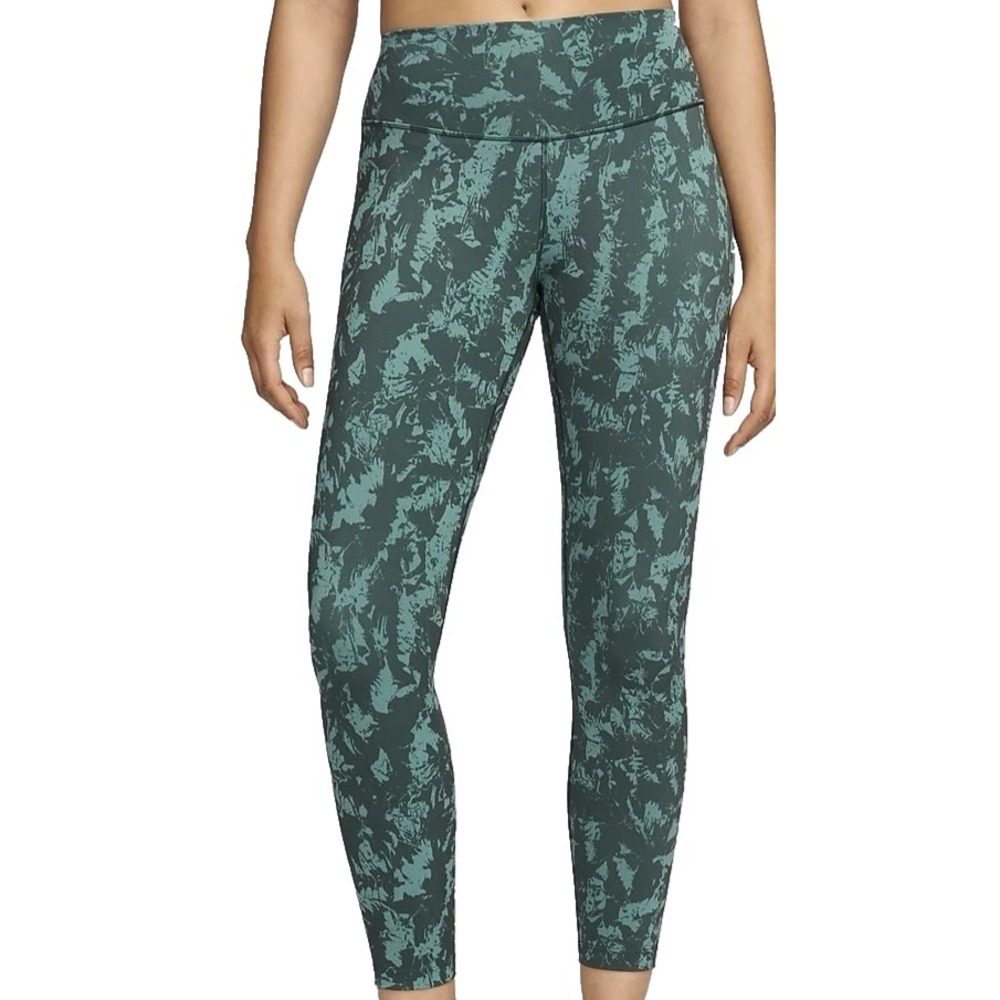 Nike One High Waisted 7/8 Length Printed Leggings Women's S Green/Black NWT